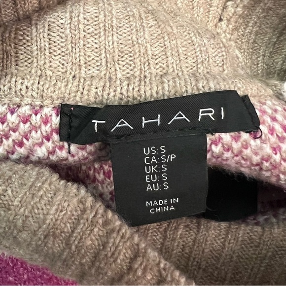Tahari | Cowl Neck Sweater - Tan and Purple - Picture 6 of 10